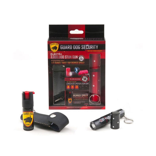 3 Million Volt Concealed Lipstick Stun Gun + Pepper Spray Gift Set Black
