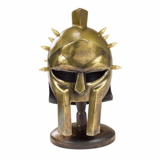 Miniature Gladiator Maximus Helmet Display Golden Finish
