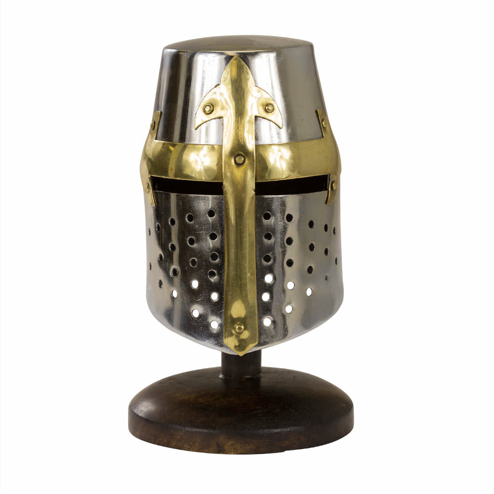 Miniature Brass Crusader Great Helmet Display Collectible