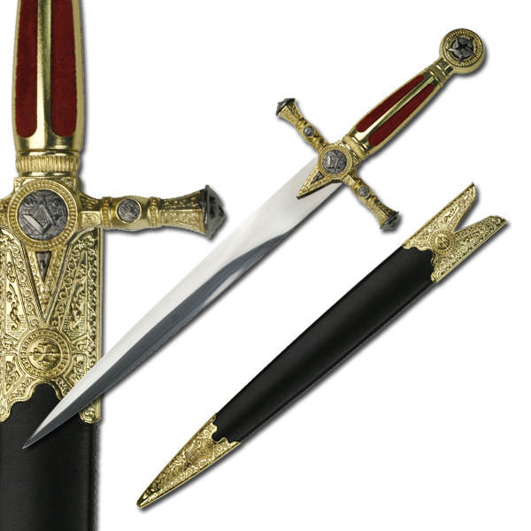 Red Masonic Short Sword Dagger