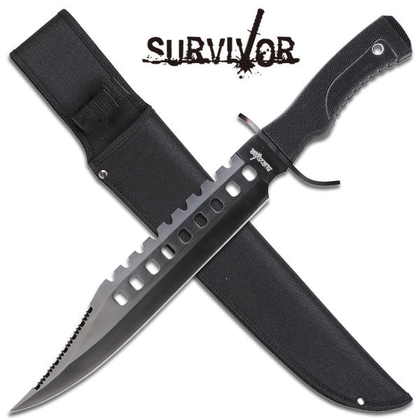Classic Bowie Hunting Fixed Blade Knife Sawback Edge 4MM Thick Blade
