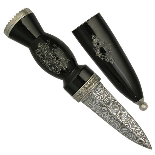 8.25 inch Overall Scottish Dirk with Damascened Finish