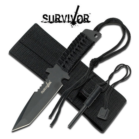 7 Inch Fixed Blade Survival Knife With Fire Starter and Sheath