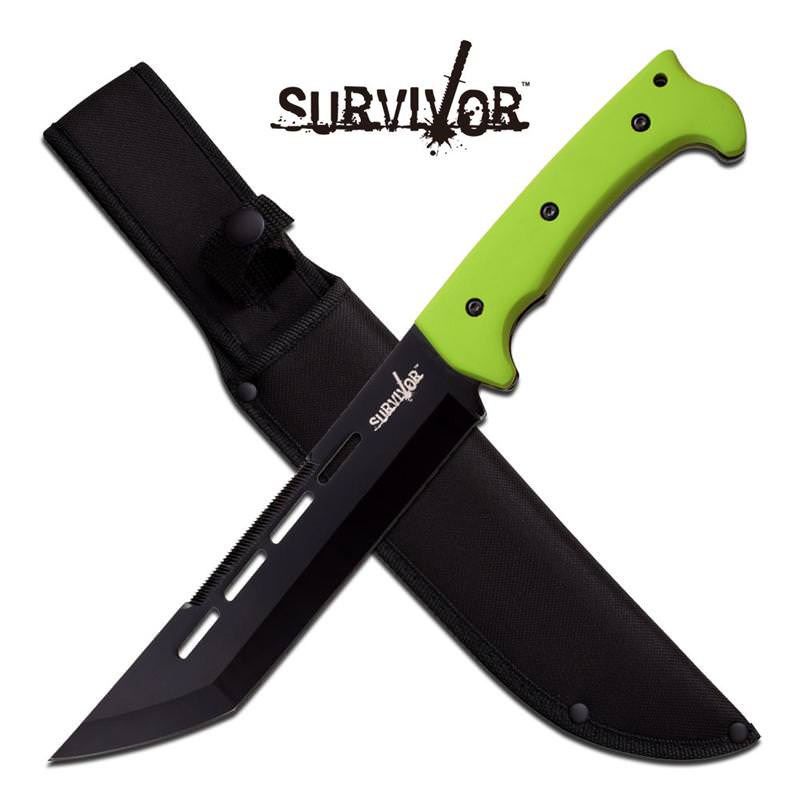 Zombie Green Black Tanto Blade Full Tang Tactical Fixed Blade Knife