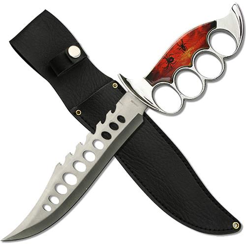 Spider Knuckle Handle Bowie Fixed Blade Knife