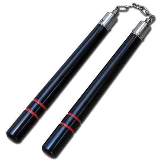 12" Black and Red Wood Nunchaku