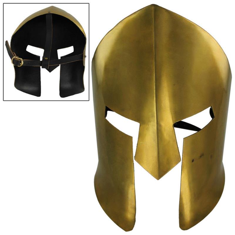 Greek Spartan 20 Guage Brass Plating Medieval Mask Costume Armor