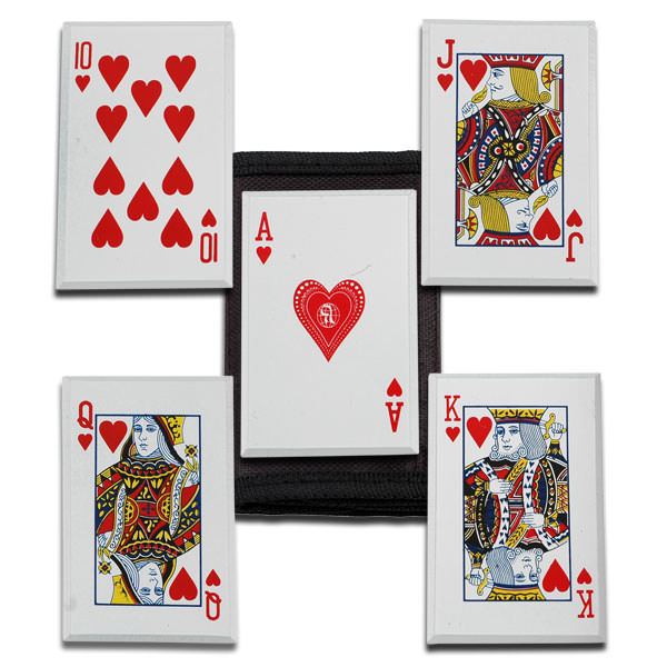 Steel Throwing Poker Cards Flush Hearts