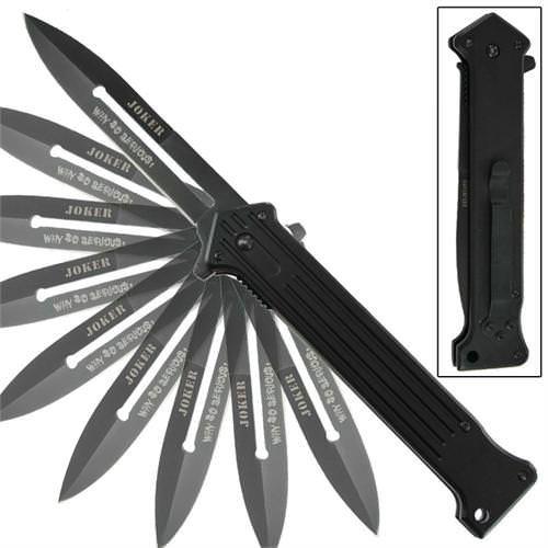 Joker Why So Serious Spring Assisted Knife Black Jumbo 6 Inch Closed