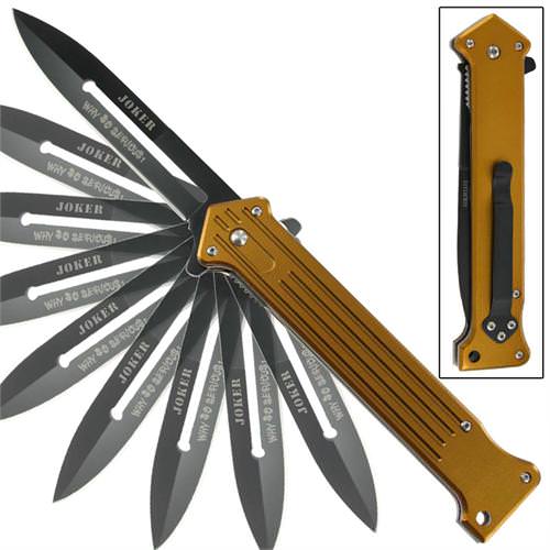Joker Why So Serious Spring Assisted Knife Bronze Jumbo 6 Inch Closed