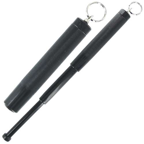 Keychain Tempered Steel Mini Self Defense Baton Black