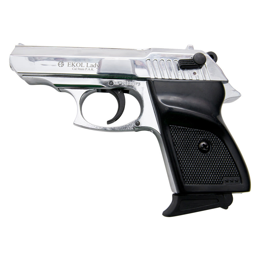 Combat Semi Automatic Blank Firing Pistol Chrome Finish