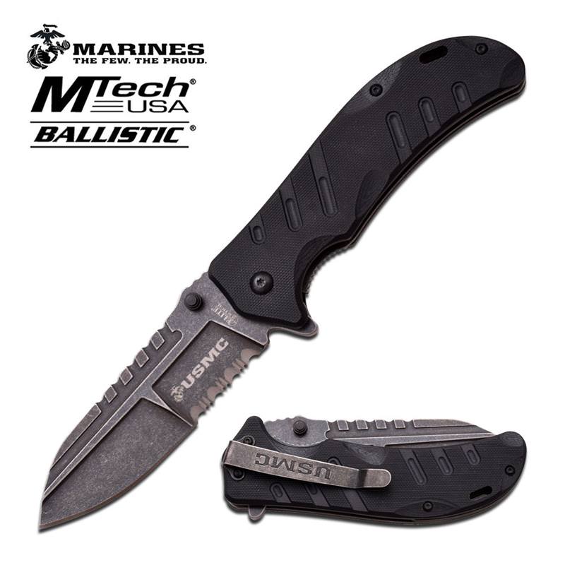 MTech USA US Marines Stonewash Blade Spring Assisted Knife