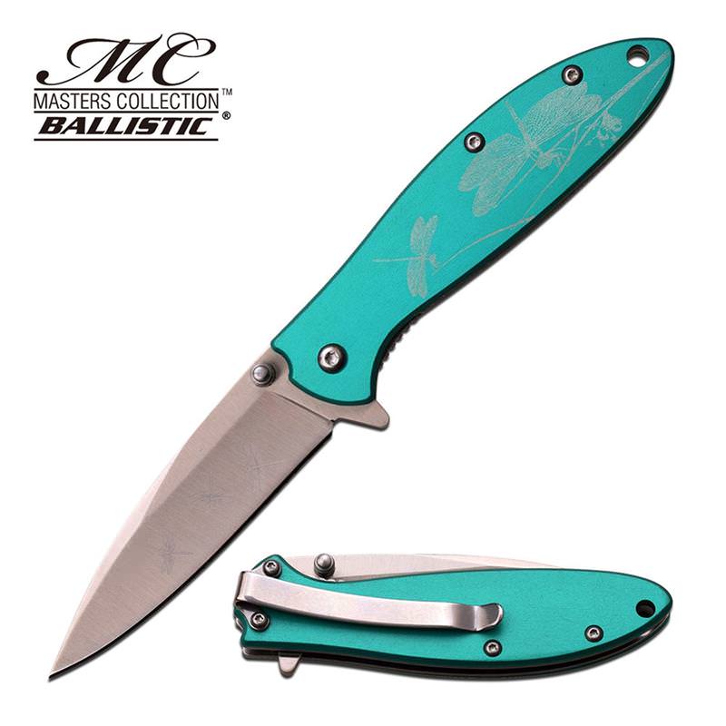Masters Collection Ballistic Dragonfly Design Assisted Opening Knife Green