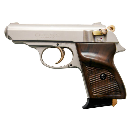 MVP Blank Firing Replica Gun - Satin Finish With Gold Fittings
