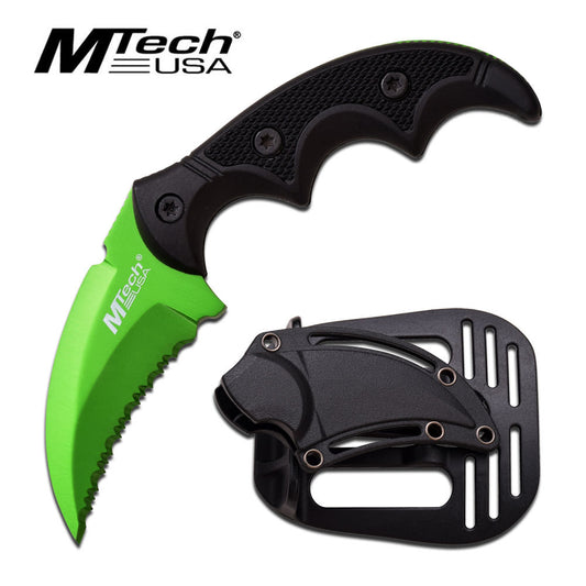 5" Hawk Blade Knife Tactical ABS Holster Green Full Tang Combat Karambit