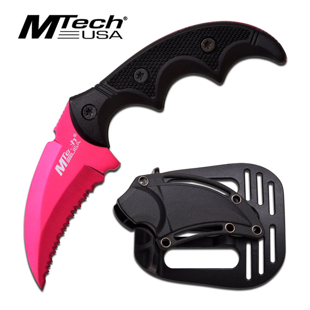 5" Hawk Blade Knife Tactical ABS Holster Pink Full Tang Combat Karambit