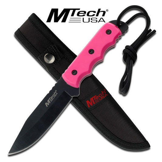 Pink Full Tang Fixed Blade Drop Point Survival Knife with Sheath