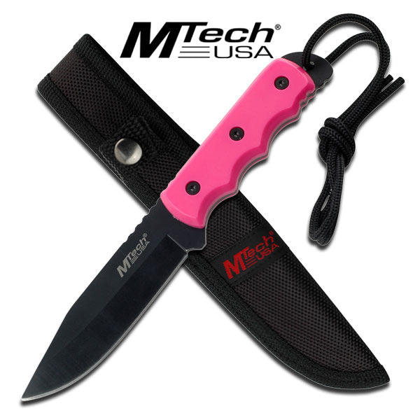 Pink Full Tang Fixed Blade Drop Point Survival Knife with Sheath