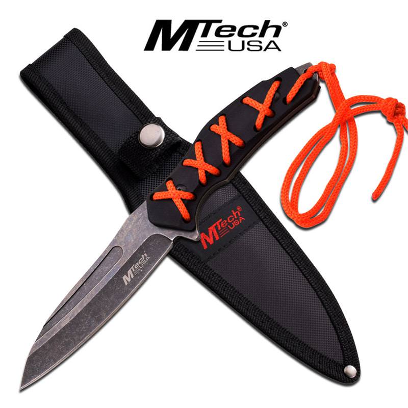 MTech Fixed Blade Knife 8.5 Inches With Orange Wrap Black Handle