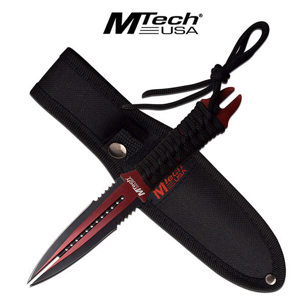 8.5" Red Black Double Edge Blade Dual Tip Wasp Knife Fixed Blade Dagger