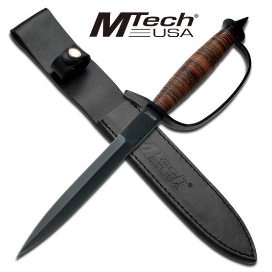 MTech Military Combat Leather Handled Trench Knife