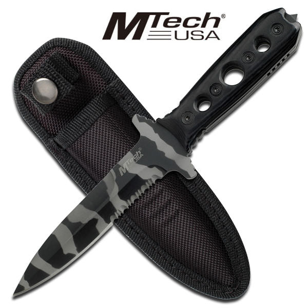 Urban Camo Fixed Blade Boot Dagger With Glass Breaker Knife