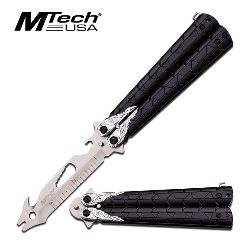 MTech USA 4.75 Inches Multi Function Silver Blade Handle With Silver Dragon