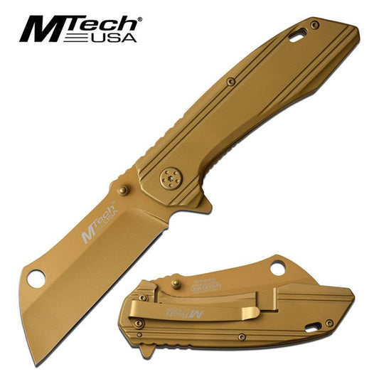 Mtech Copper Titanium Cleaver Blade Spring Assisted Tactical Folding Knife