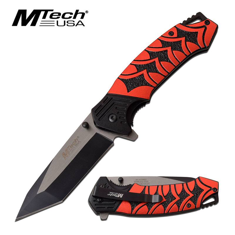 3.5" Black Tanto Blade Red Katana Handle Tactical Spring Assist Knife