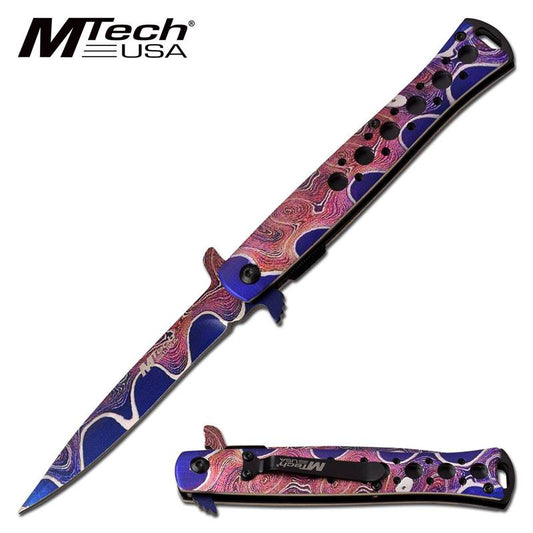 Stiletto Style Assisted Opening Folding Pocket Knife Pink Purple