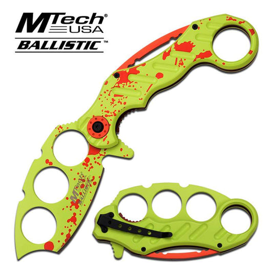Assisted Opening Knife 5.5 Inches Closed With Zombie Green Handle