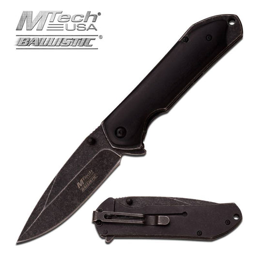 Tactical Stonewash Black Spring Assisted Folding Knife