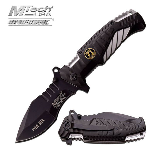 4.75" Black Gray POW MIA Tactical EDC Spring Assisted Folding Knife