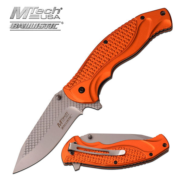 5 Inch Mtech Orange Handle Spring Assisted Knife