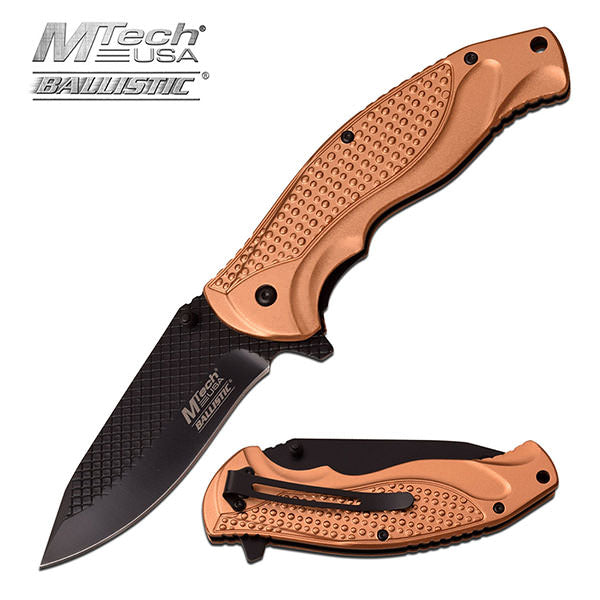 5 Inch Mtech Tan Handle Spring Assisted Knife