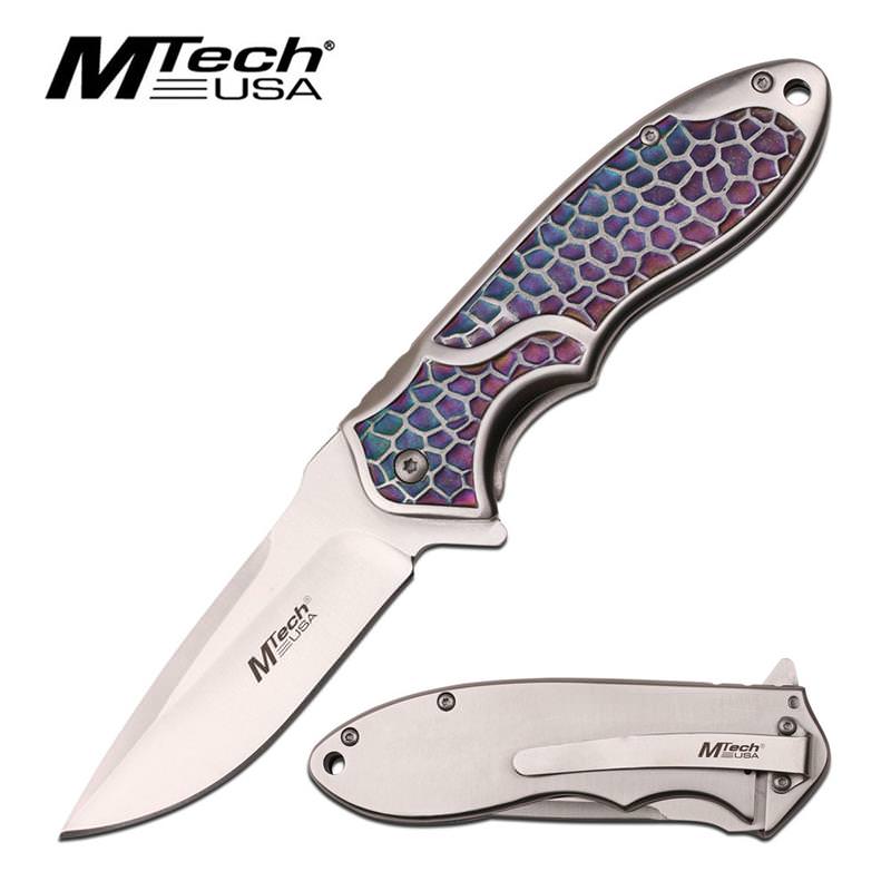 MTech USA Standard Spring Assisted Folding Pocket Knife Rainbow