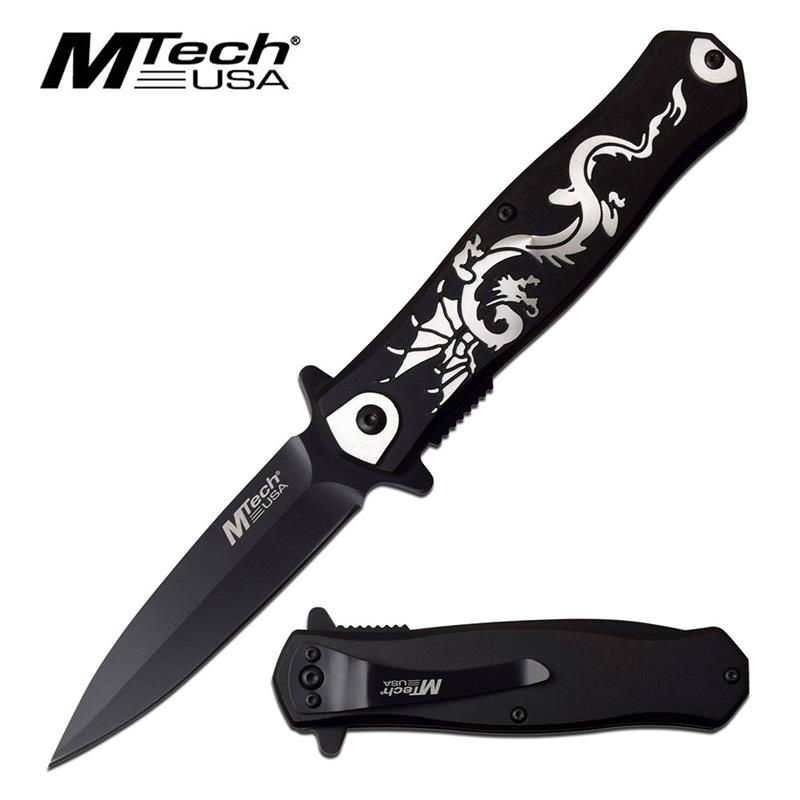 Black & Satin Design Spring Assisted Folding Knife With Pocket Clip