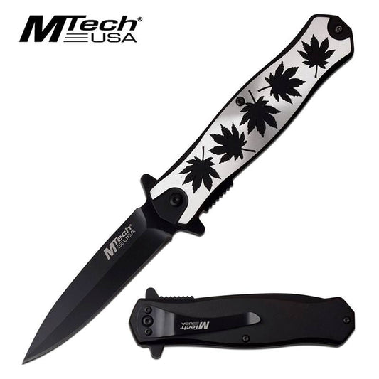 Spring Assisted Folding Pocket Knife With Cannabis Design