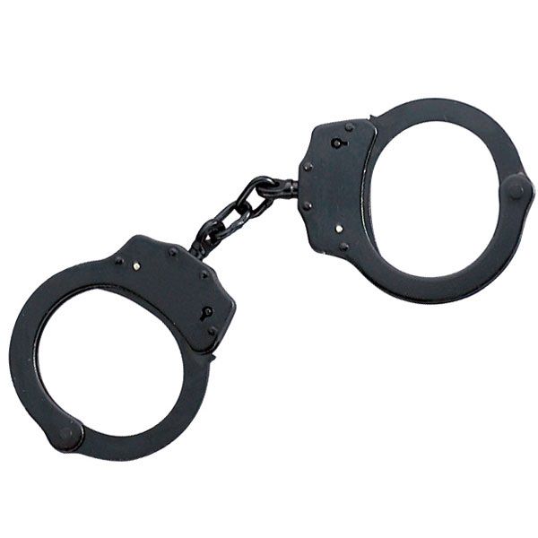 Double Lock Black Handcuffs Metal Construction