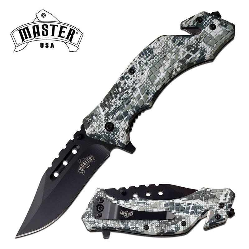 Tactical Rescue Style Digital Camo Handle Spring Assisted Folding Pocket Knife