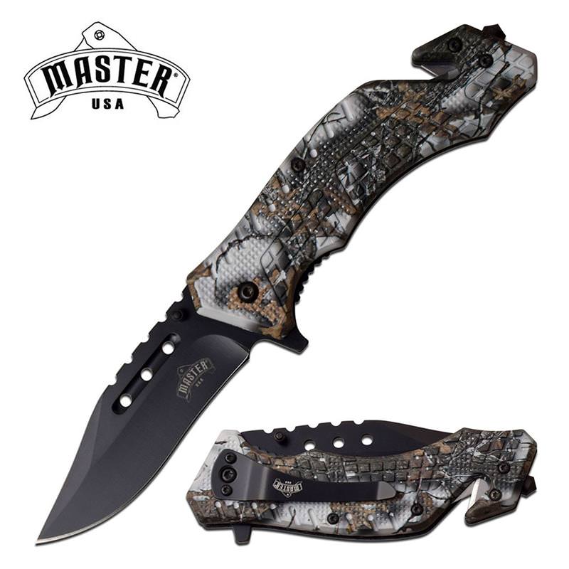 Tactical Rescue Style Snow Camo Handle Spring Assisted Folding Pocket Knife