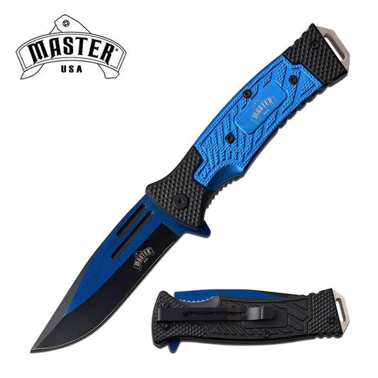 Blue Black Tactical EDC Blade Heavy Duty Spring Assist Knife