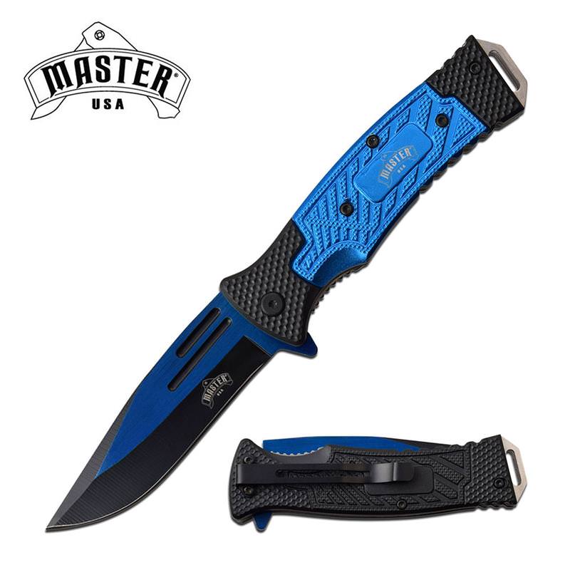 Blue Black Tactical EDC Blade Heavy Duty Spring Assist Knife
