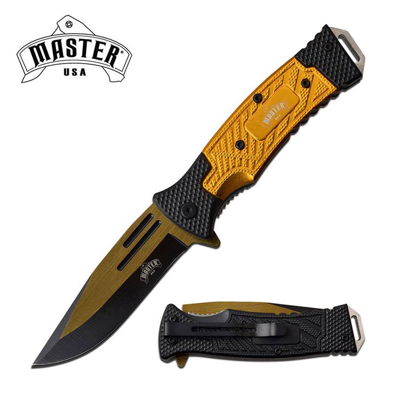 Gold Black Tactical EDC Blade Heavy Duty Spring Assist Knife