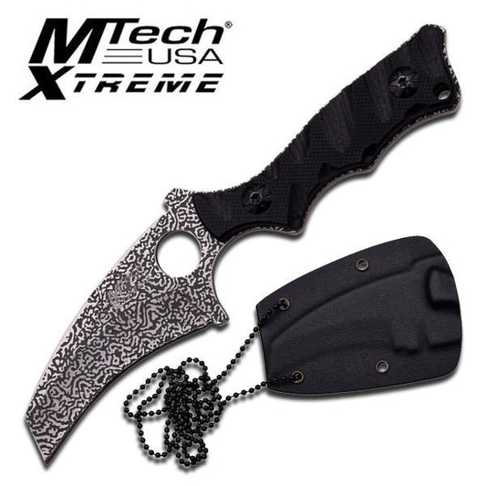 Damascus Style Neck Knife With G10 Handle