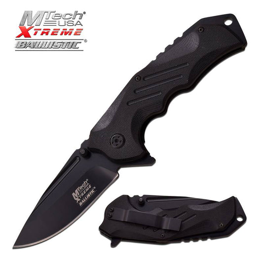 4.75 Inch Closed MTech Xtreme Black Spring Assisted Knife