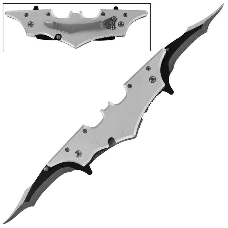 Double Bladed Silver Midnight Spring Assisted Pocket Knife