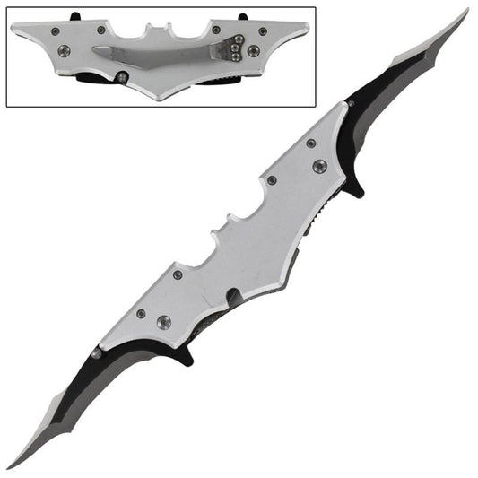Double Bladed Silver Midnight Spring Assisted Pocket Knife