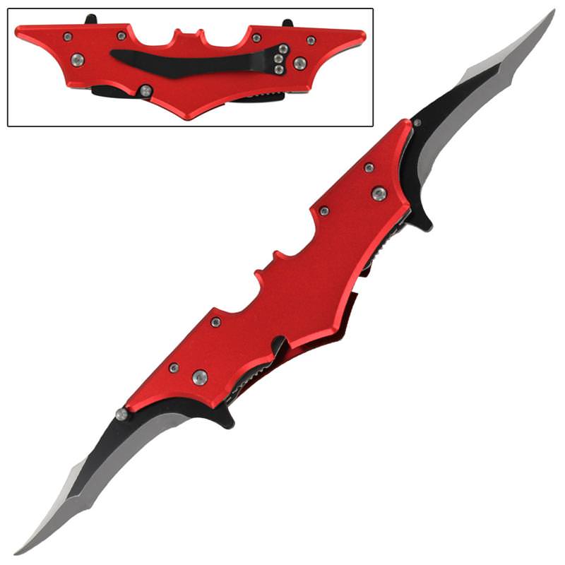 Double Bladed Red Midnight Spring Assisted Pocket Knife